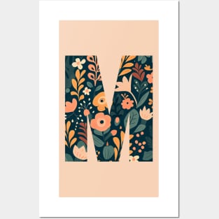 Whimsical Floral Letter M Posters and Art